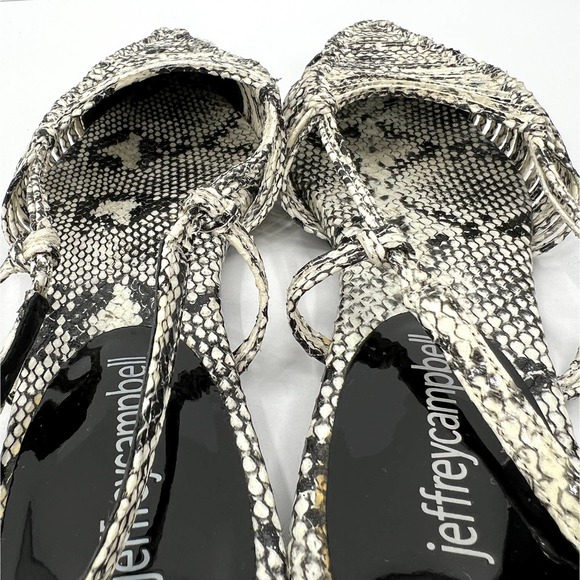 JEFFREY CAMPBELL Shoes Women 7.5 Black Snake Myron Slingback Flat Pointy Leather - Picture 8 of 10